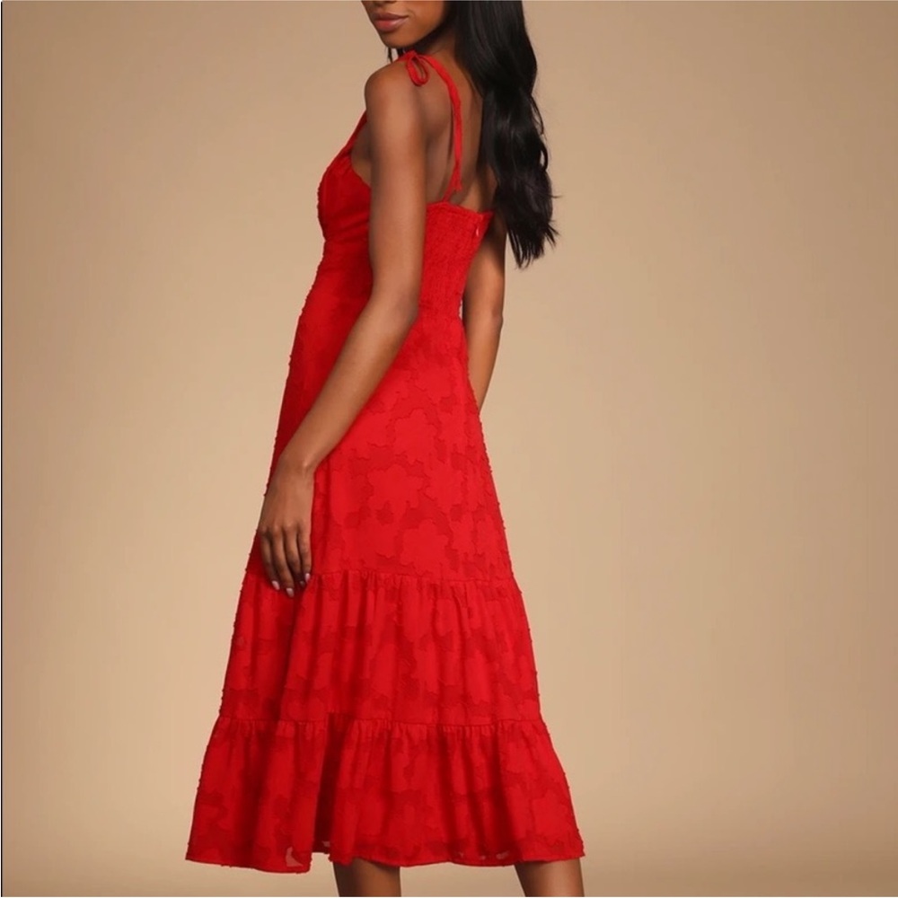Lulu's Scarlet Tie-Strap Midi Dress